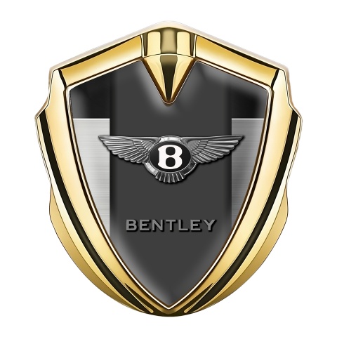 Bentley Trunk Metal Emblem Badge Gold Brushed Aluminum Effect Edition