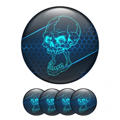 Skull Silicone Stickers Center Hub Blue 