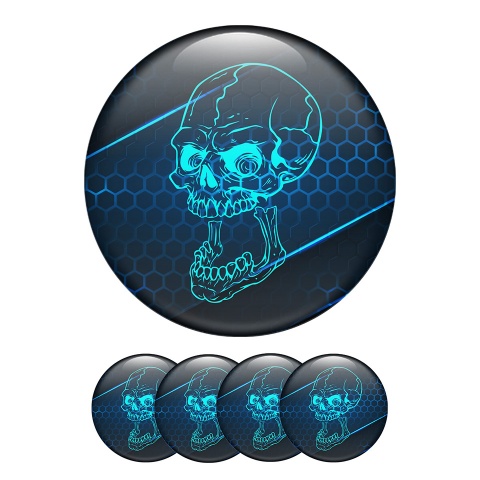 Skull Silicone Stickers Center Hub Blue 