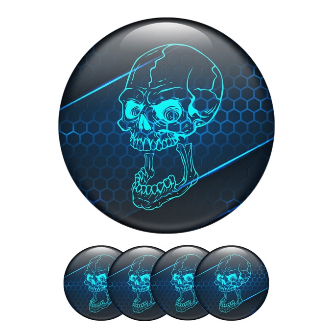 Skull Silicone Stickers Center Hub Blue 