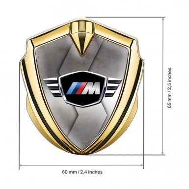 BMW M Power Trunk Emblem Badge Gold Curved Plate Winged Logo