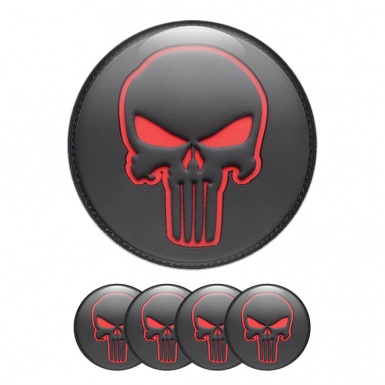Skull Wheel Center Cap Domed Stickers Leather Effect