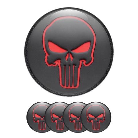Skull Wheel Center Cap Domed Stickers Leather Effect
