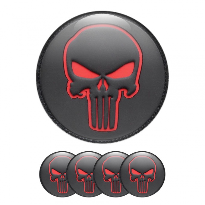 Skull Wheel Center Cap Domed Stickers Leather Effect