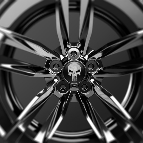 Skull Domed Stickers Wheel Center Cap Black and White 