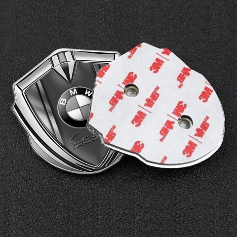 BMW 3D Car Metal Domed Emblem Silver Metallic Border Effect
