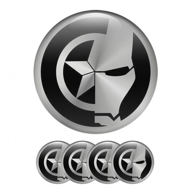 Skull Center Hub Dome Stickers Silver Star