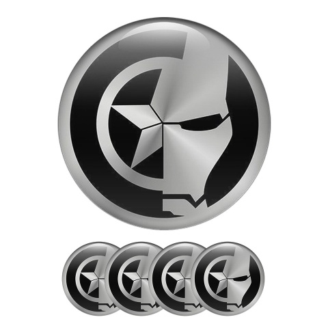 Skull Center Hub Dome Stickers Silver Star