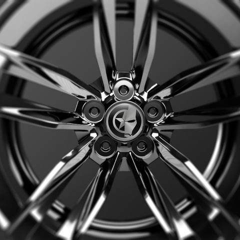 Skull Center Hub Dome Stickers Silver Star