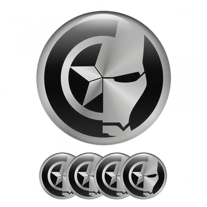 Skull Center Hub Dome Stickers Silver Star