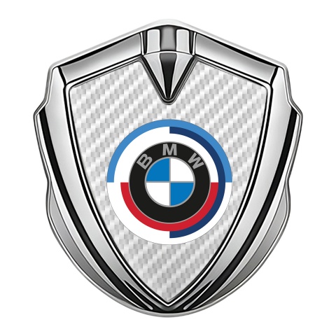 BMW Fender Emblem Badge Silver White Carbon Color Logo Design