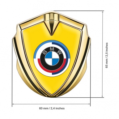 BMW Metal Emblem Self Adhesive Gold Yellow Colorful Logo Edition