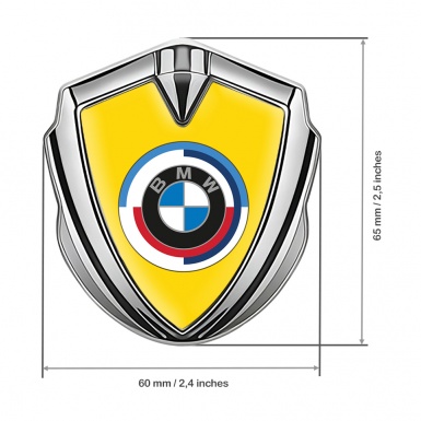 BMW Metal Emblem Self Adhesive Silver Yellow Colorful Logo Edition