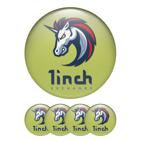 1inch Domed Stickers Green Crypto Green Logo