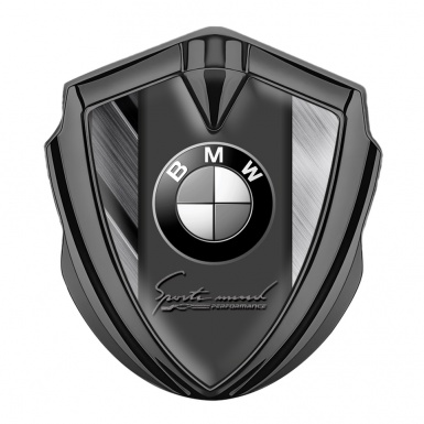 BMW Bodyside Badge Self Adhesive Graphite Brushed Surface Sport Mind