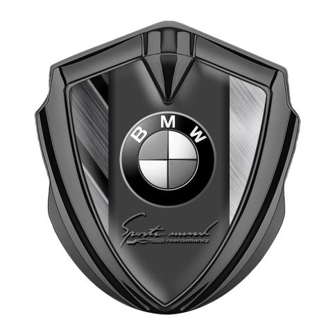 BMW Bodyside Badge Self Adhesive Graphite Brushed Surface Sport Mind