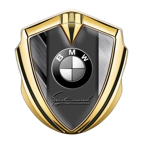 BMW Bodyside Badge Self Adhesive Gold Brushed Surface Sport Mind