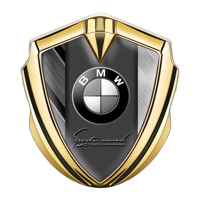 BMW Bodyside Badge Self Adhesive Gold Brushed Surface Sport Mind