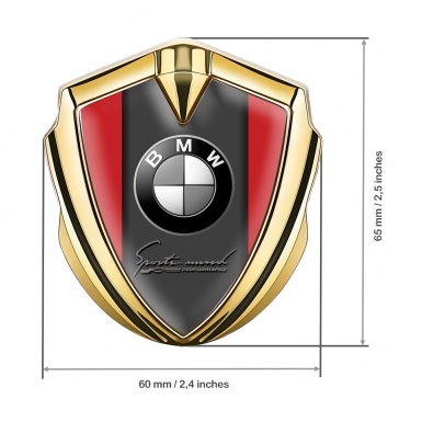 BMW Tuning Emblem Self Adhesive Gold Red Base Sport Performance