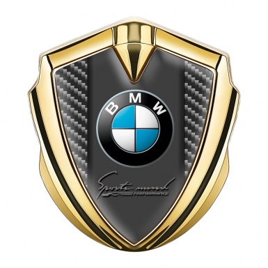 BMW Fender Emblem Badge Gold Dark Carbon Center Pilon Classic Logo