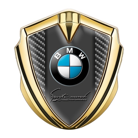 BMW Fender Emblem Badge Gold Dark Carbon Center Pilon Classic Logo