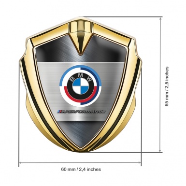 BMW M Performance Trunk Metal Emblem Badge Gold Brushed Alloy 