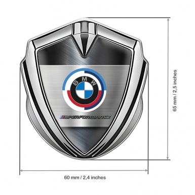 BMW M Performance Trunk Metal Emblem Badge Silver Brushed Alloy 