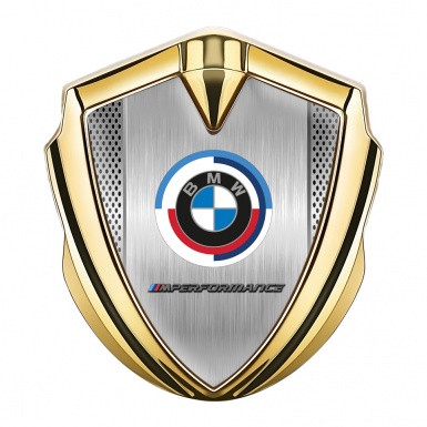 BMW Metal Emblem Self Adhesive Gold Grey Grate M Performance Logo