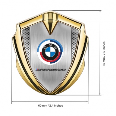 BMW Metal Emblem Self Adhesive Gold Grey Grate M Performance Logo