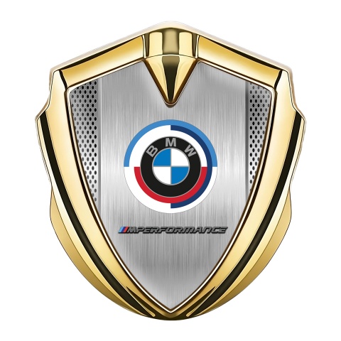 BMW Metal Emblem Self Adhesive Gold Grey Grate M Performance Logo