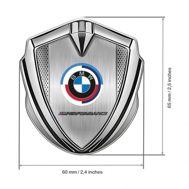 BMW Metal Emblem Self Adhesive Silver Grey Grate M Performance Logo