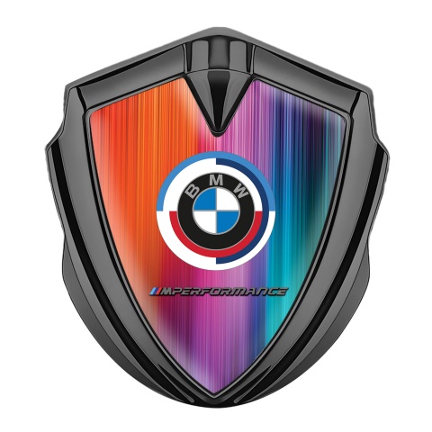 BMW 3D Car Metal Domed Emblem Graphite Color Mesh M Performance Logo