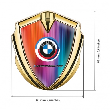 BMW 3D Car Metal Domed Emblem Gold Color Mesh M Performance Logo