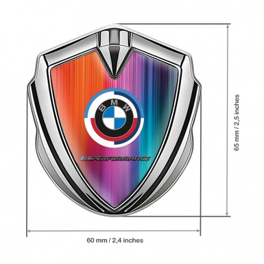 BMW 3D Car Metal Domed Emblem Silver Color Mesh M Performance Logo