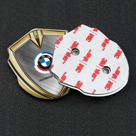 BMW Bodyside Domed Emblem Gold Brushed Metal Effect M Performance