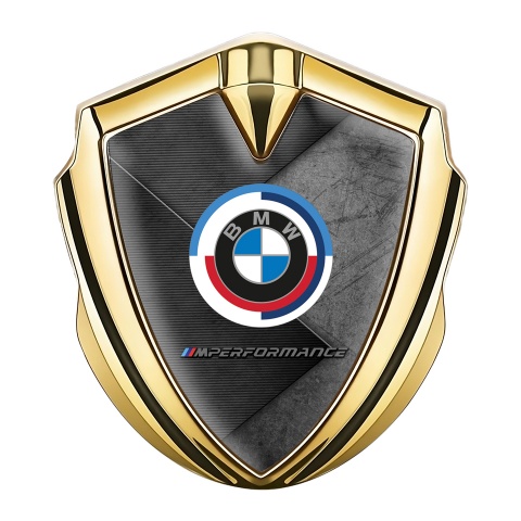 BMW Bodyside Badge Self Adhesive Gold Dark Plate M Performance 