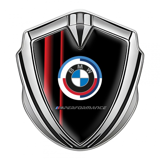 BMW Trunk Emblem Badge Silver Black Red Sport Stripe M Performance