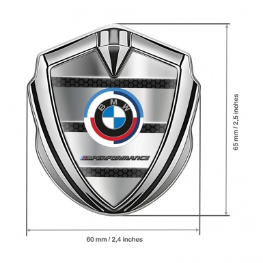 BMW Self Adhesive Bodyside Emblem Silver Hex Plates M Performance