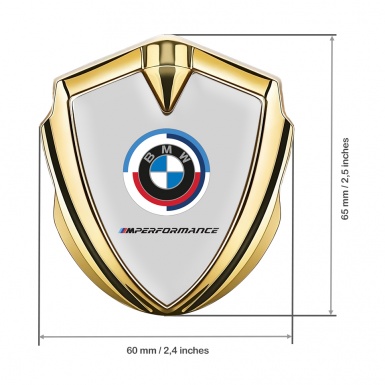 BMW Bodyside Badge Self Adhesive Gold Grey Base M Performance