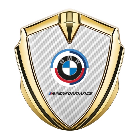 BMW Tuning Emblem Self Adhesive Gold White Carbon M Performance
