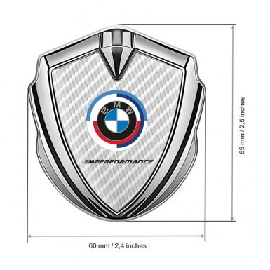 BMW Tuning Emblem Self Adhesive Silver White Carbon M Performance