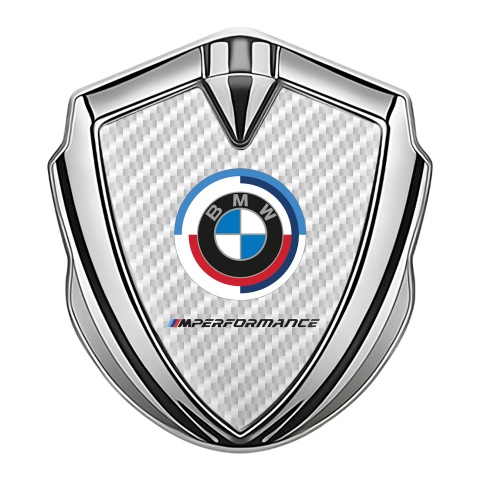 BMW Tuning Emblem Self Adhesive Silver White Carbon M Performance