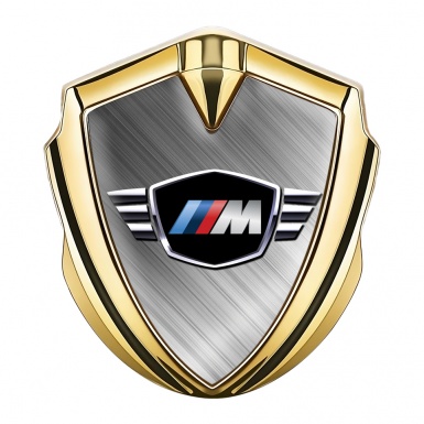 BMW M Power Fender Metal Domed Emblem Gold Winged Logo Edition
