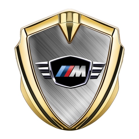 BMW M Power Fender Metal Domed Emblem Gold Winged Logo Edition
