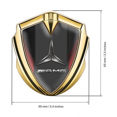 Mercedes AMG 3D Car Metal Domed Emblem Gold Dark Grate Red Wings