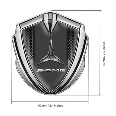 Mercedes AMG Bodyside Domed Emblem Silver Hexagon Base Metallic Logo