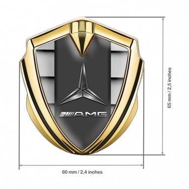 Mercedes AMG Fender Metal Domed Emblem Gold Grey Plates Metallic Logo