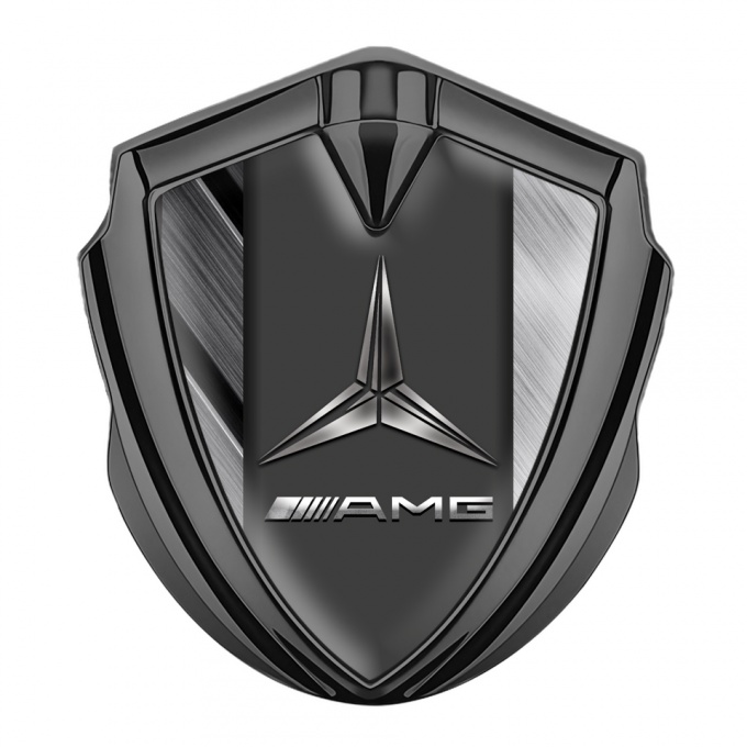 Mercedes AMG Trunk Emblem Badge Graphite Hex Base Brushed Alloy Edition