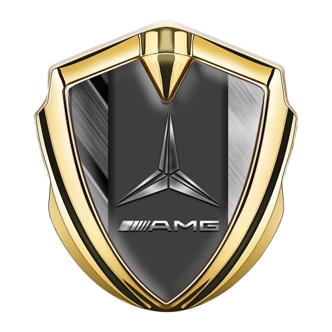 Mercedes AMG Trunk Emblem Badge Gold Hex Base Brushed Alloy Edition