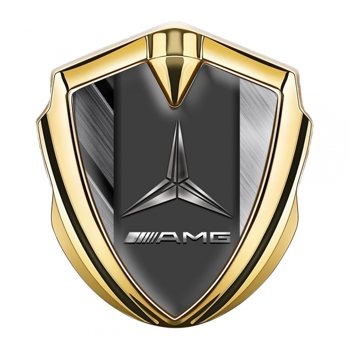 Mercedes AMG Trunk Emblem Badge Gold Hex Base Brushed Alloy Edition